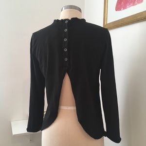 NWOT Free People Audrey Tee, Black, Open Back, S